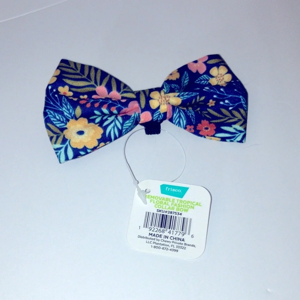 Blue Floral dog Bow Tie